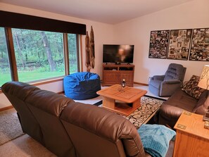 Smart TV, DVD player, books, video library