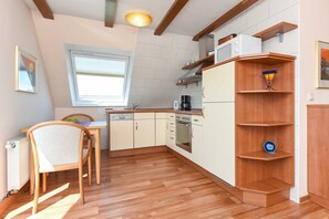 Fridge, microwave, dishwasher