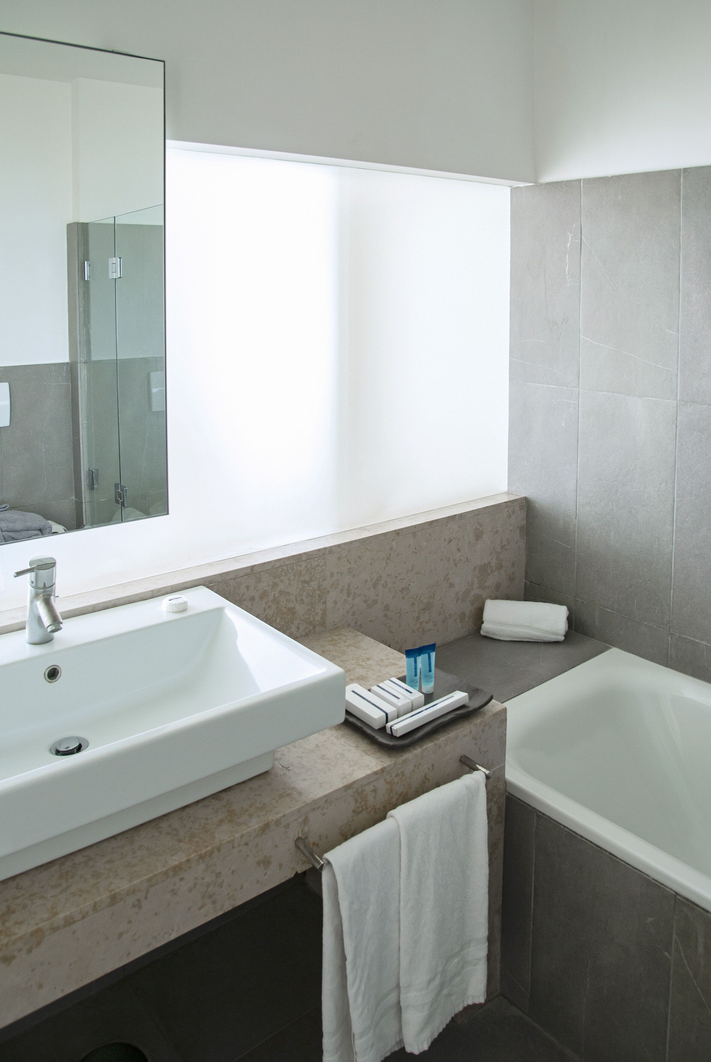 combined shower/bathtub, free toiletries, hair dryer, bidet