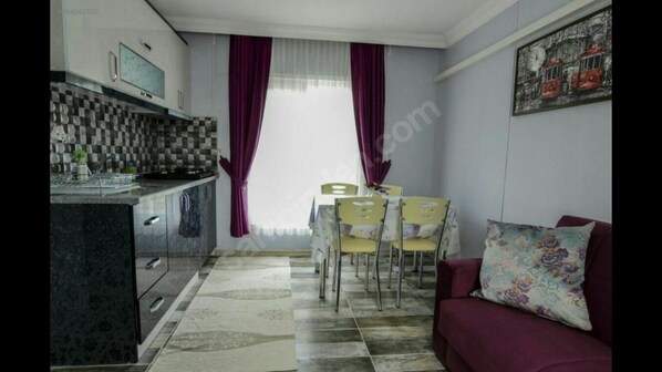 Family Apartment, 1 Bedroom, Garden View | Private kitchen