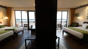 Family Room, River View | 1 bedroom, premium bedding, pillowtop beds, minibar