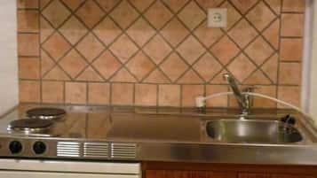 Fridge, stovetop, cookware/dishes/utensils