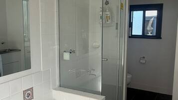 Hair dryer, bathrobes, towels, soap