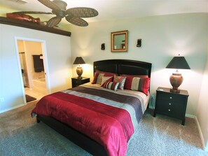 3 bedrooms, desk, iron/ironing board, travel cot
