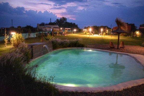 Family Cabin, Multiple Beds, Pool View | Living area | 32-inch LED TV with digital channels, TV, DVD player