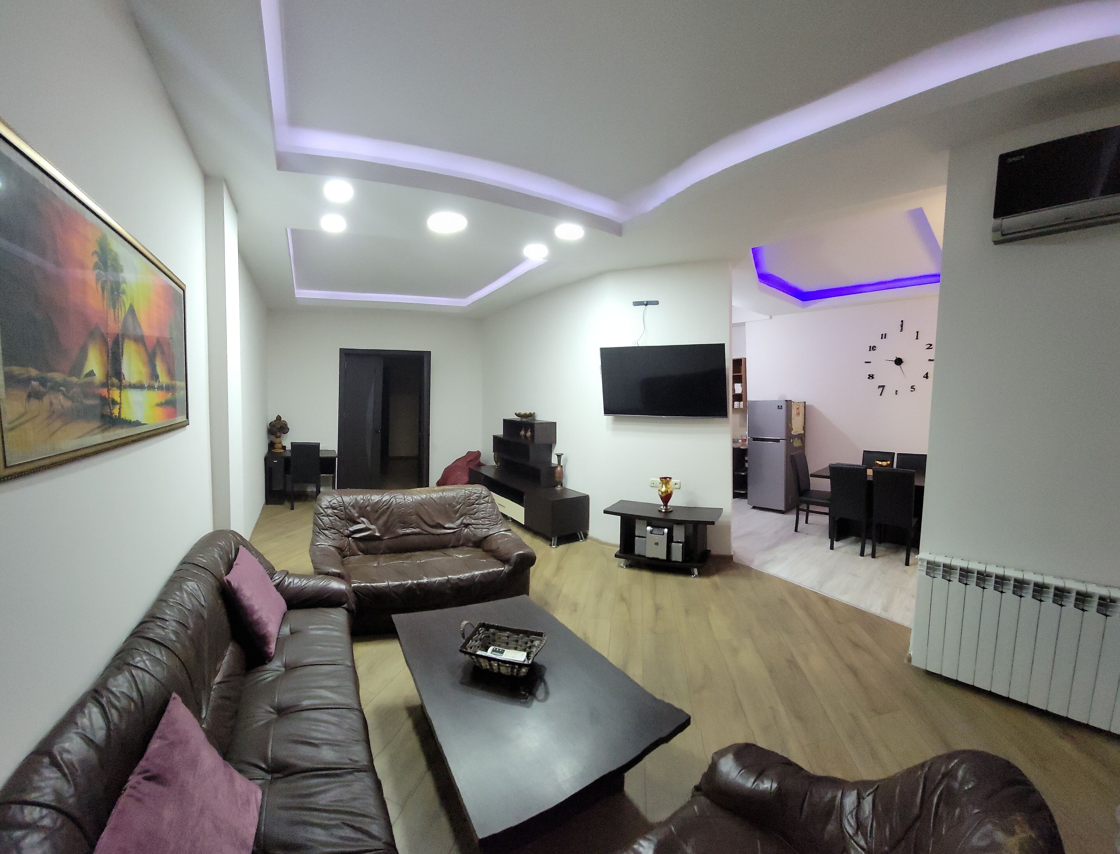 Smart TV, fireplace, stereo, printers