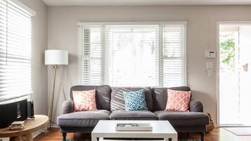 Smart TV, DVD player, books, stereo