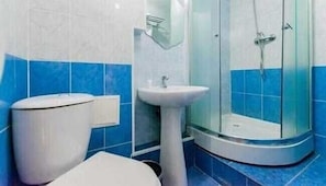 Shower, slippers, towels