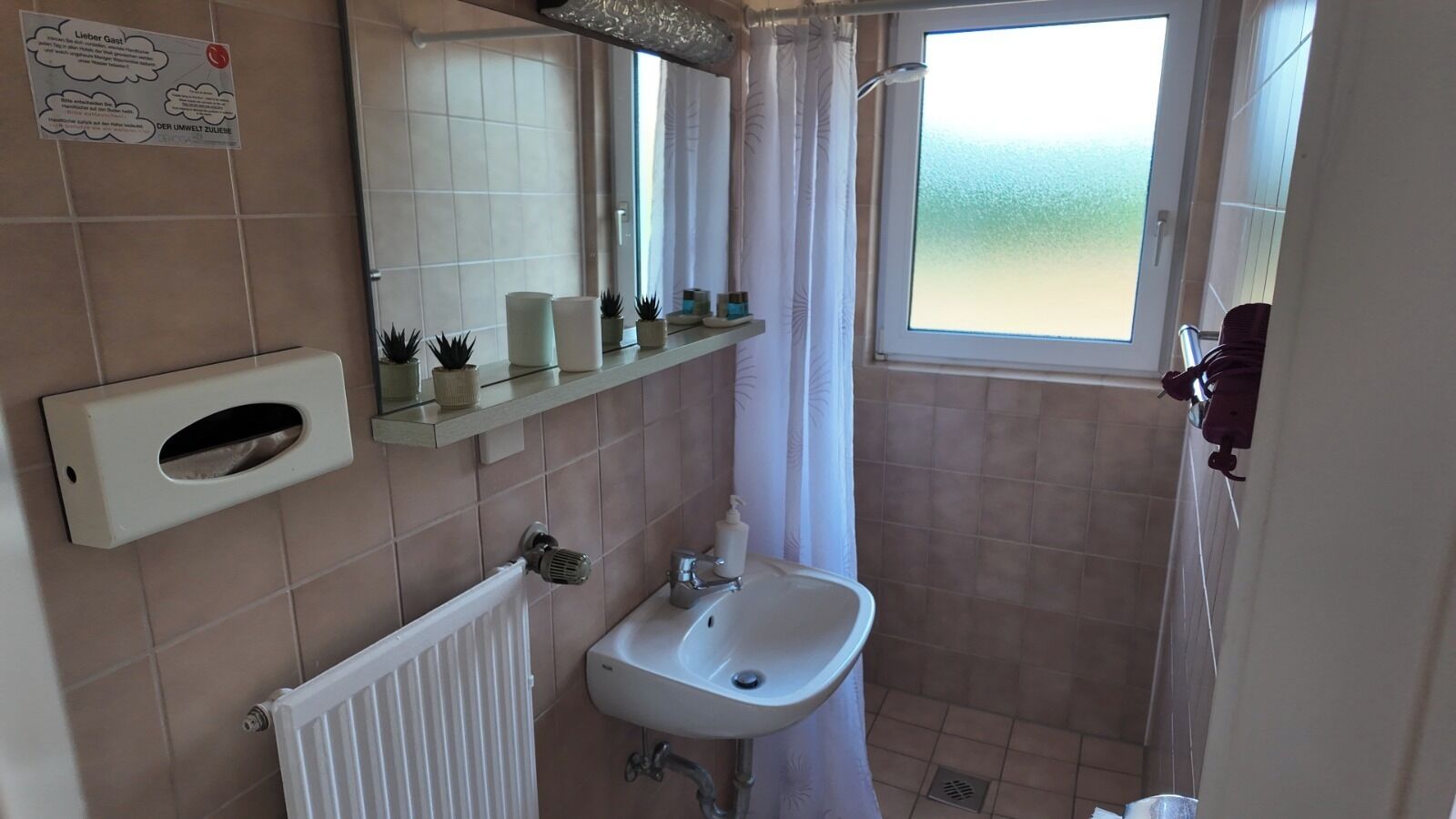 free toiletries, hair dryer, towels