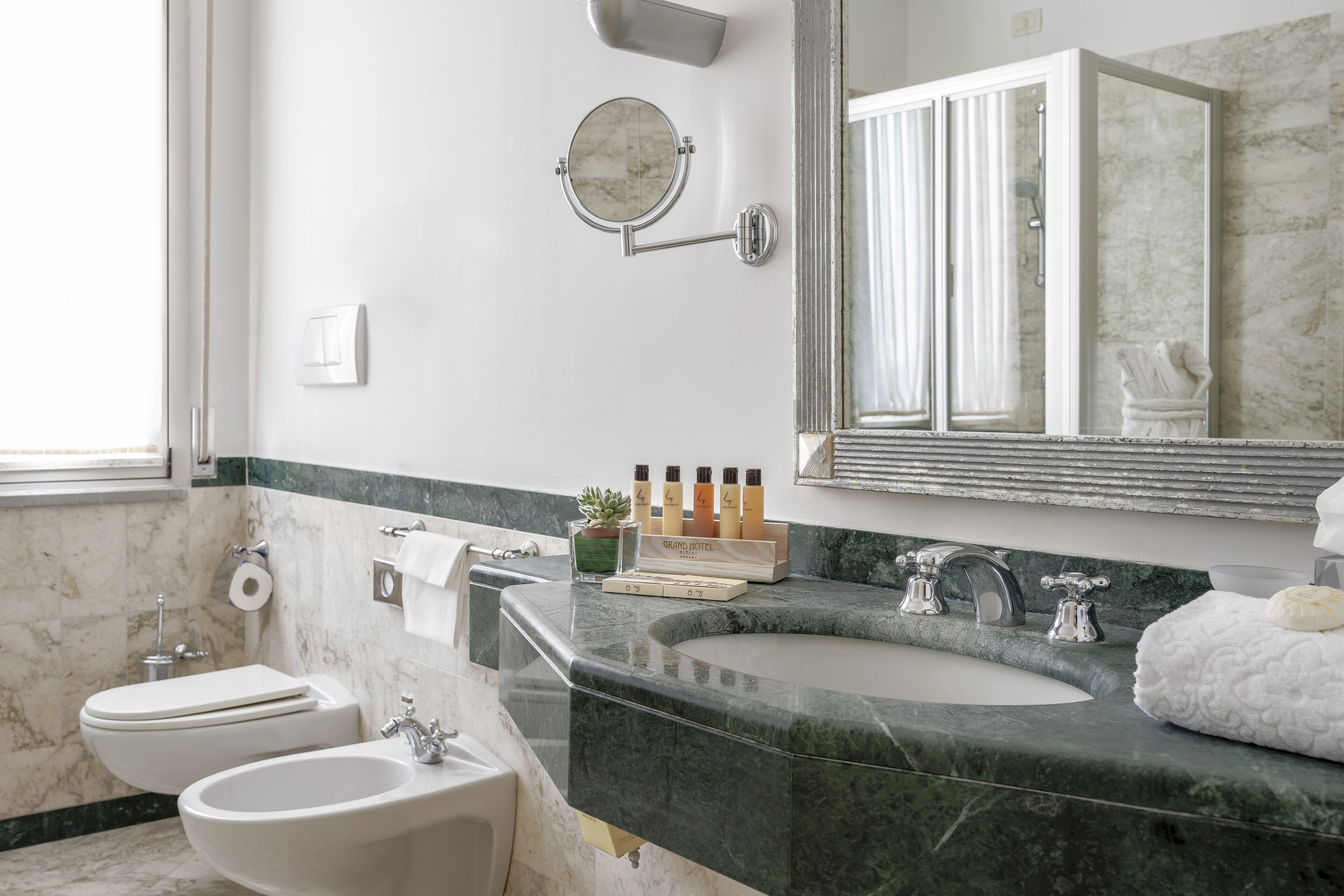 shower, free toiletries, hair dryer, bathrobes