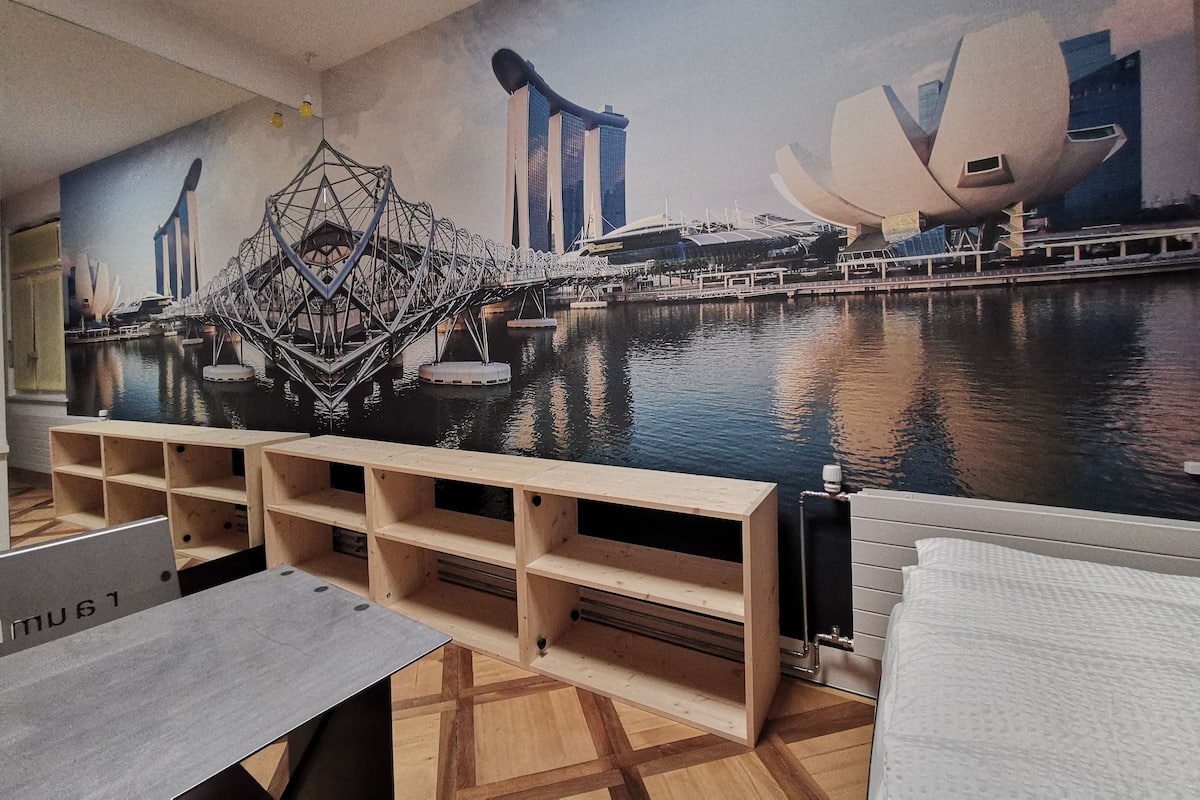 Singapur Skyline & Lichtspektakel  | デスク、遮光カーテン、WiFi (無料)、ベッドシーツ