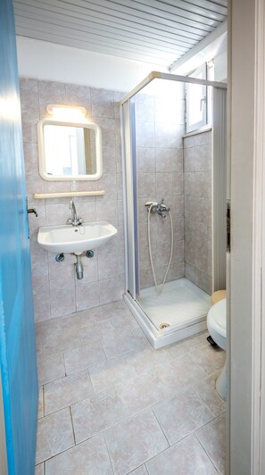 Hair dryer, towels, toilet paper