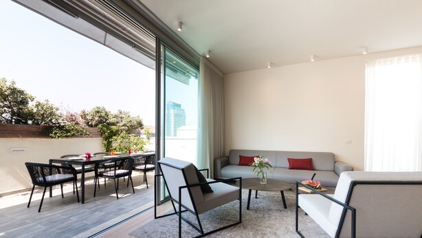 Apartment, 4 Bedrooms | Living area | Flat-screen TV - Live like Royalty in TLV DLX 2 Floor Apt (Tel Aviv)