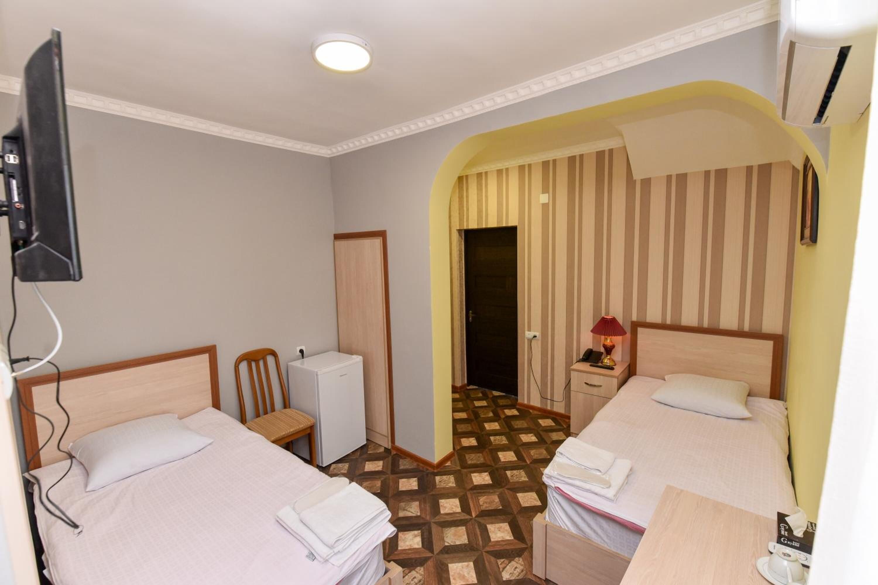 Individually decorated, individually furnished, desk, blackout drapes