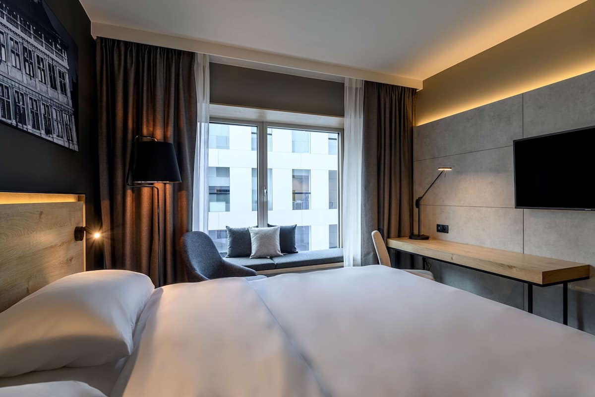 In-room safe, desk, laptop workspace, blackout drapes