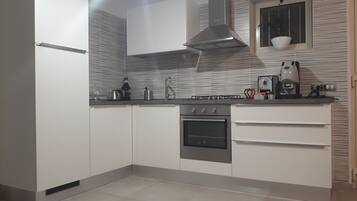 Apartment, 1 Queen Bed with Sofa bed, Ground Floor | Private kitchen | Cookware/dishes/utensils