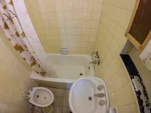 Combined shower/tub, deep soaking tub, rainfall showerhead, bidet - Hostel Arrayan (San Carlos de Bariloche)