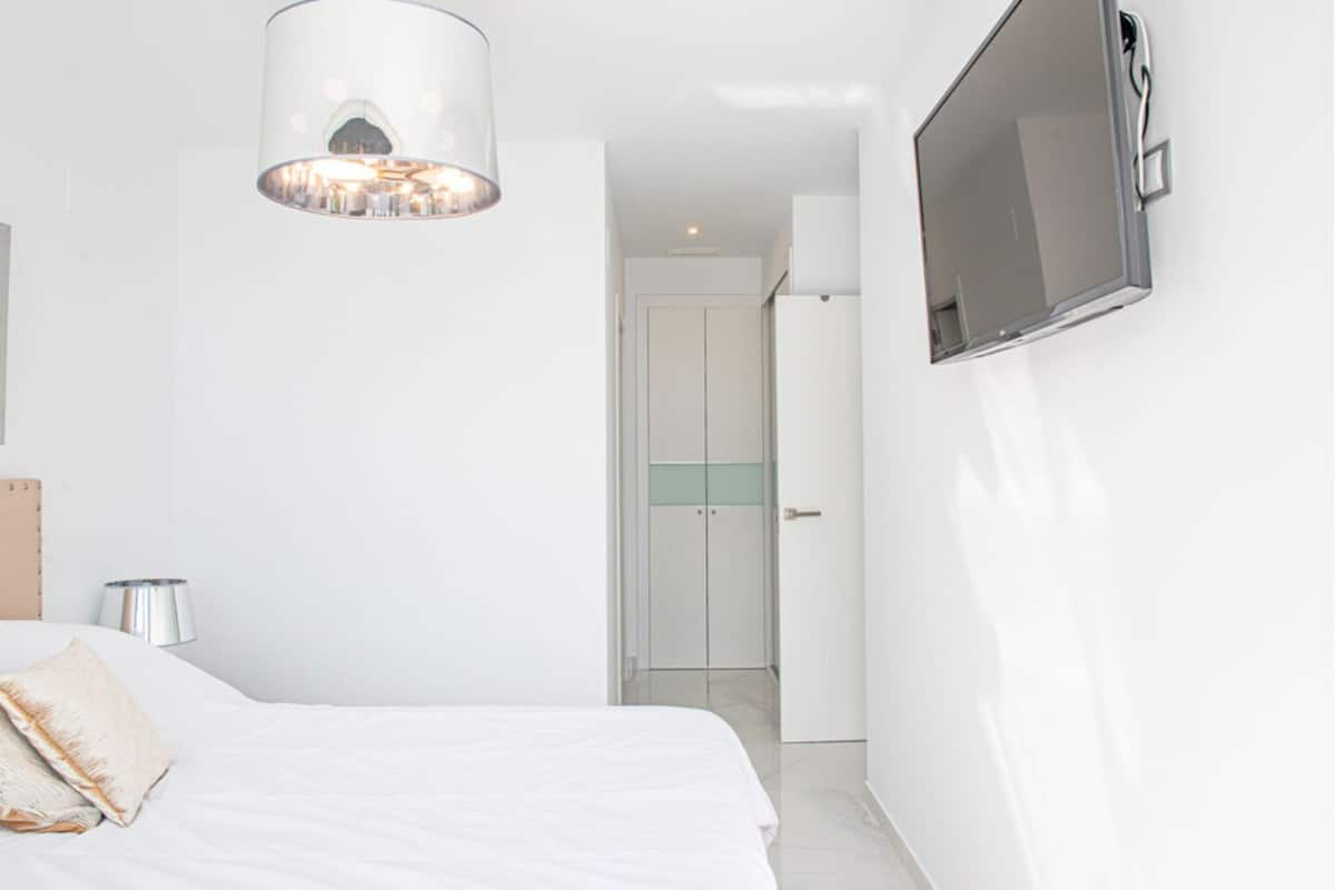 Deluxe Apartment, 2 Bedrooms, Terrace, Sea View | 2 bedrooms, iron/ironing board, bed sheets