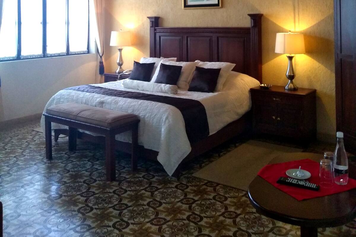 Grand kamer, 1 kingsize bed, uitzicht op tuin (Albertine) | Luxe beddengoed, donsdekens, pillowtop-bedden, een kluis op de kamer