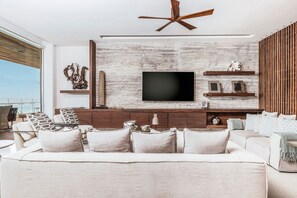 Room, 3 Bedrooms, Terrace (Beachfront) | Living room | 50-inch Smart TV with cable channels, Netflix, streaming services - The Residences at Solaz, a Luxury Collection Resort, Los Cabos a Marriott Hotel (San José del Cabo)