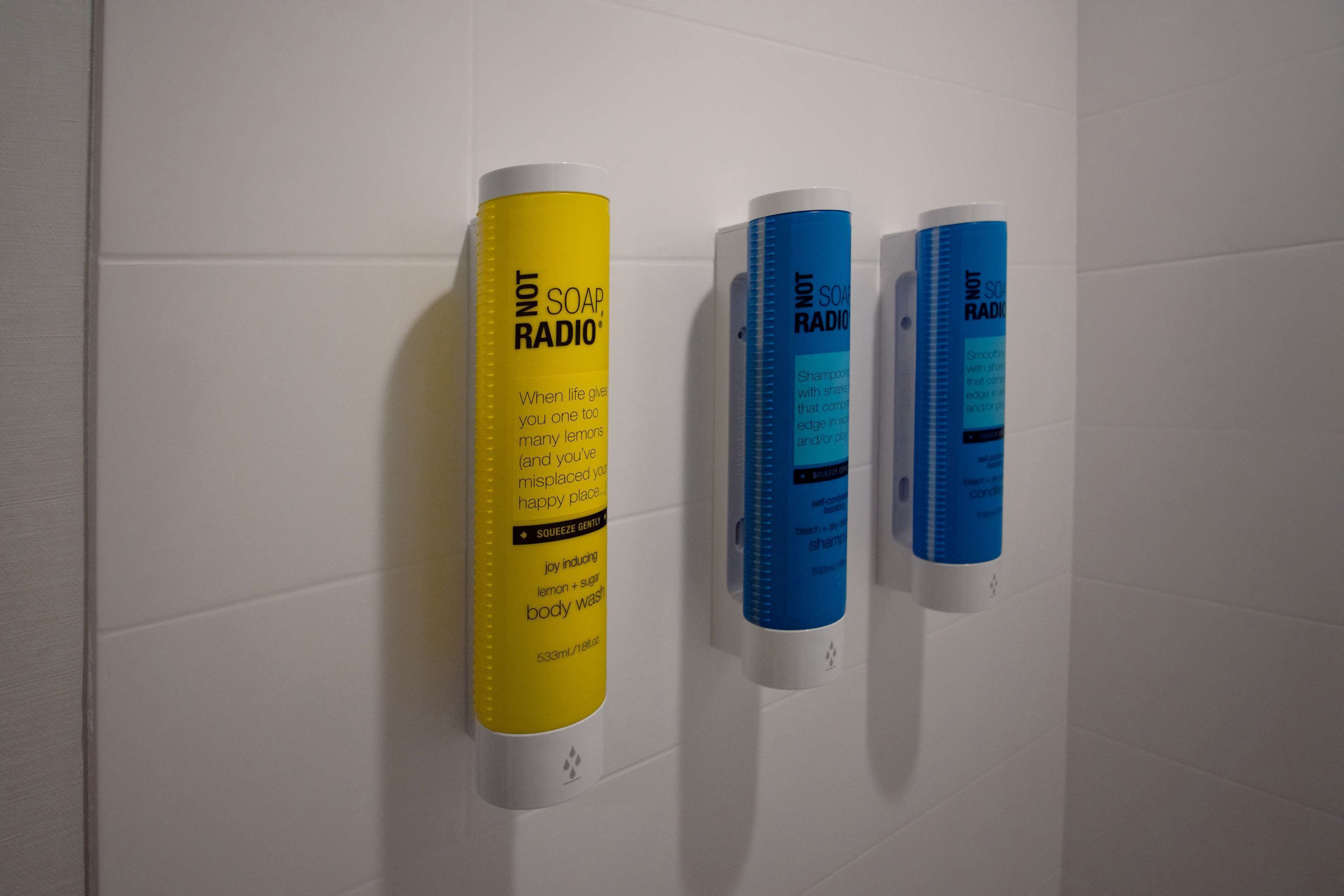 shower, eco-friendly toiletries, hair dryer, towels