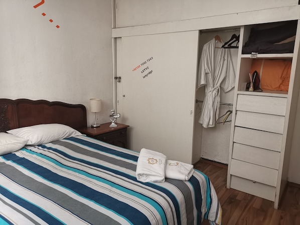 Desk, blackout curtains, iron/ironing board, free WiFi
