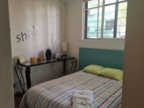 Desk, blackout curtains, iron/ironing board, free WiFi