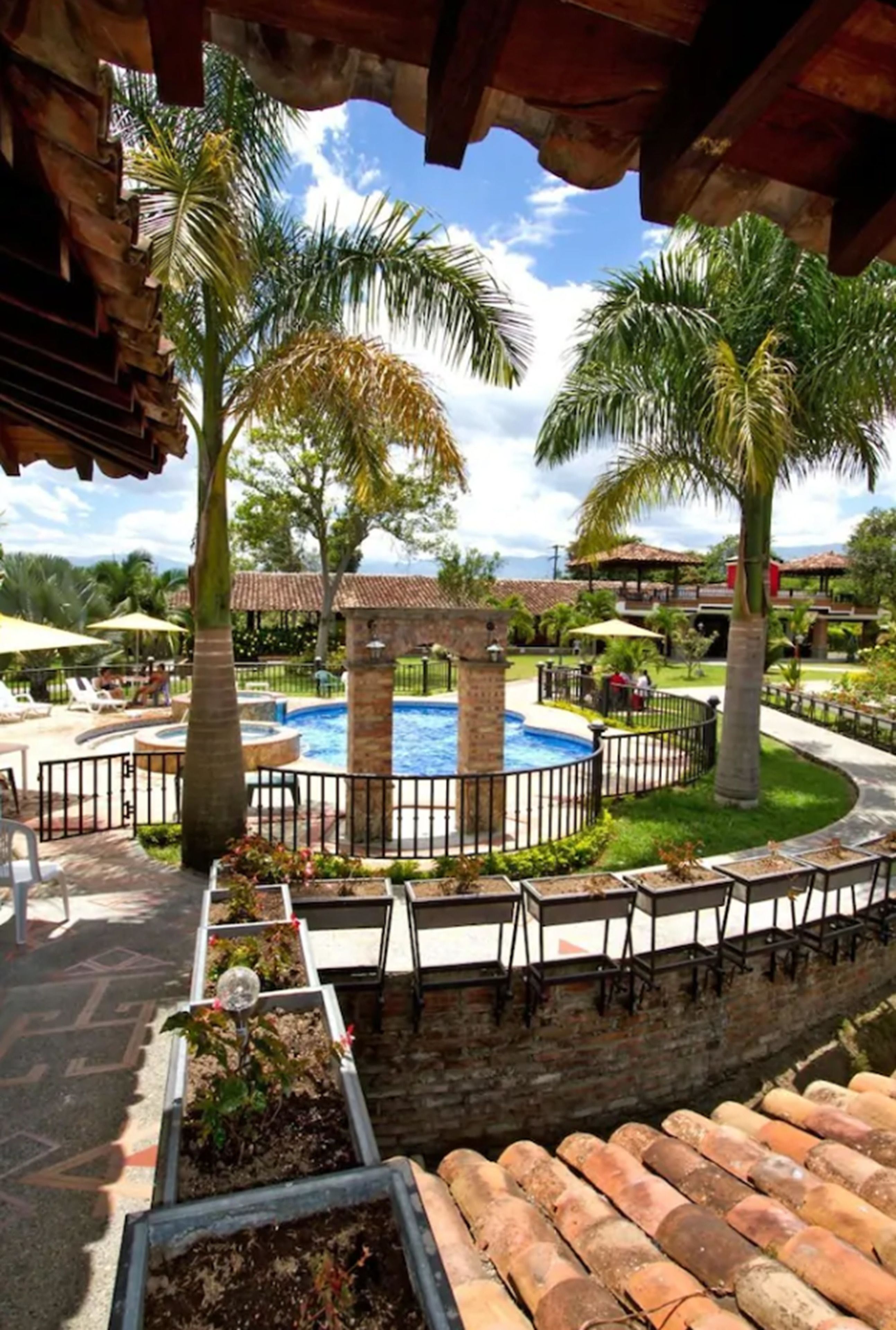 Outdoor pool, pool umbrellas