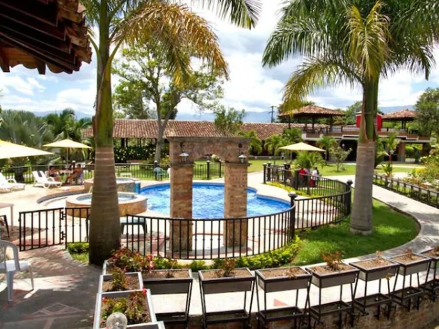 Outdoor pool, pool umbrellas