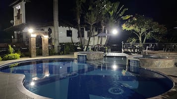 Outdoor pool, pool umbrellas
