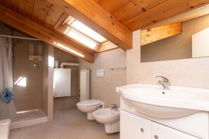Shower, bidet, towels