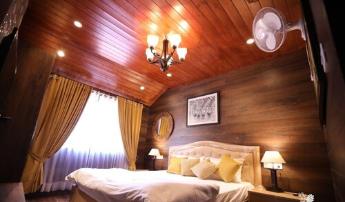 The beautiful  log house