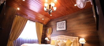 The beautiful  log house