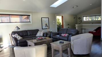 TV, fireplace, DVD player, video library