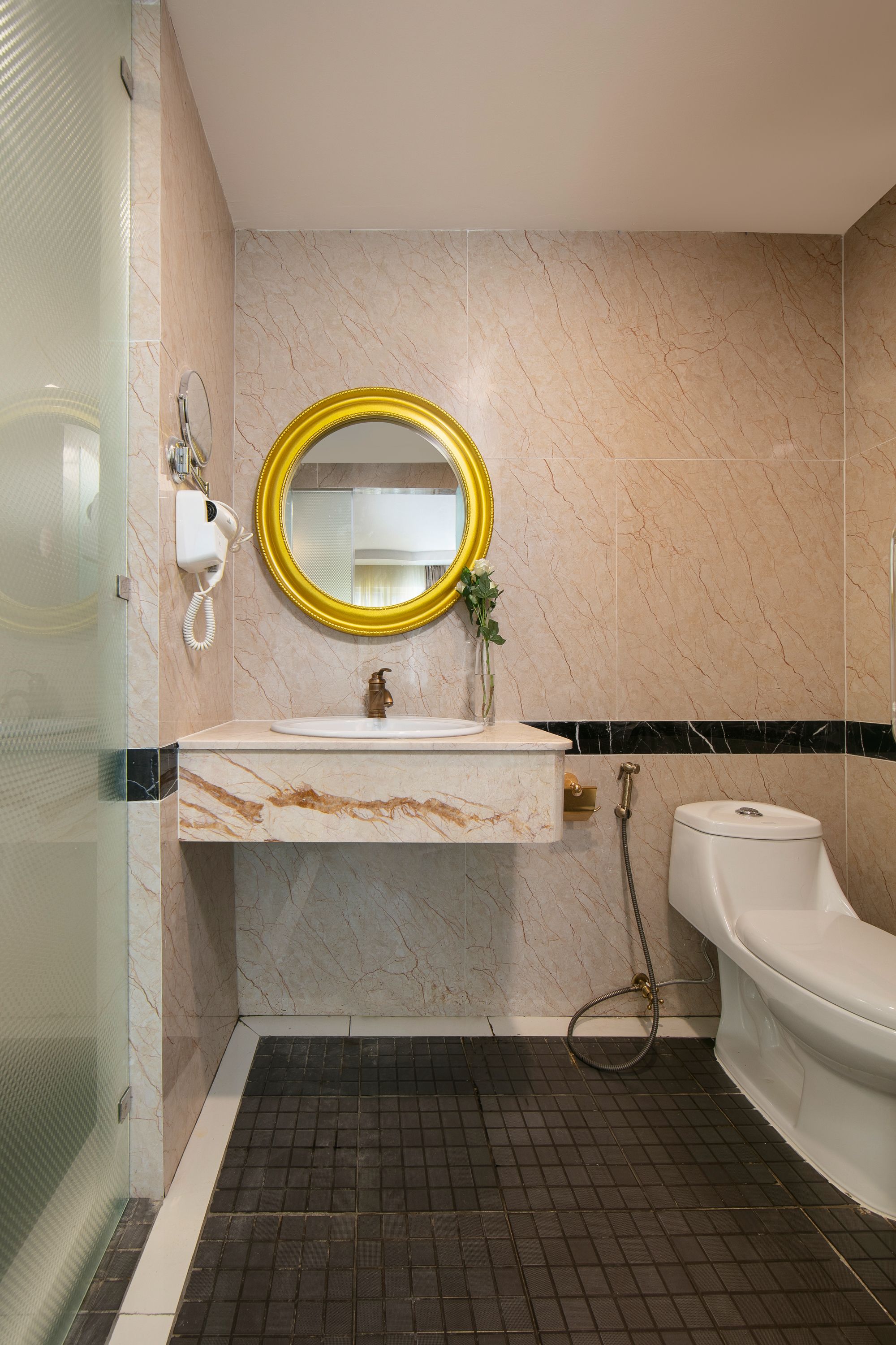 free toiletries, hair dryer, bathrobes, slippers