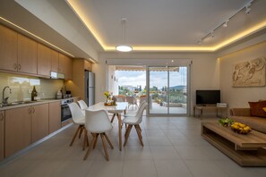 Luxury Apartment, Multiple Beds, Sea View | Private kitchen | Full-size fridge, oven, stovetop, espresso maker