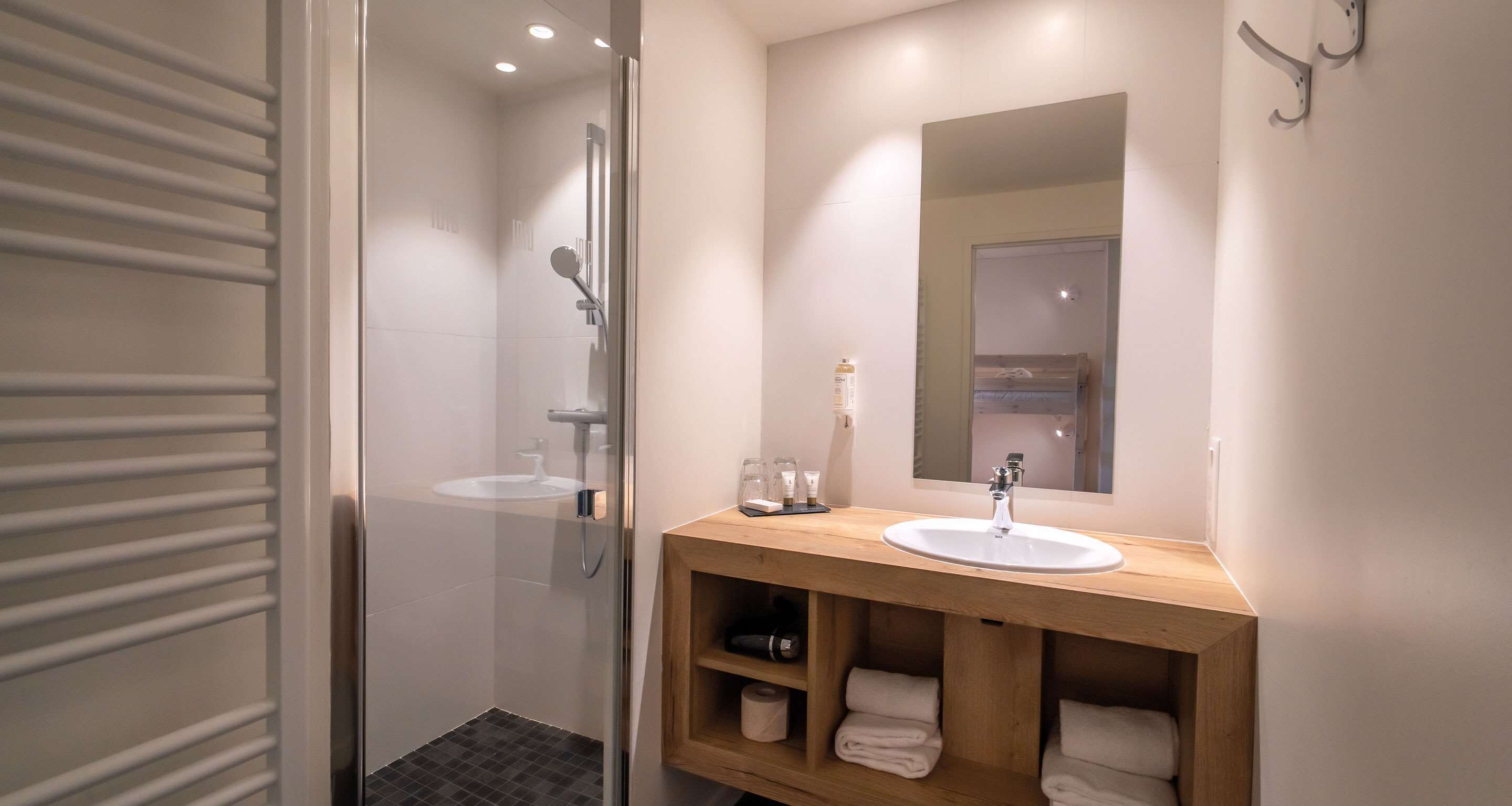 shower, free toiletries, hair dryer, bathrobes