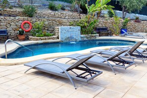 Outdoor pool, pool loungers