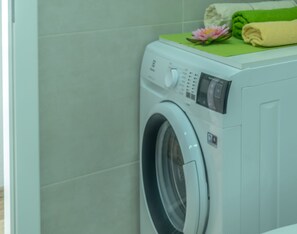 Apartment, Sea View | Bathroom | Shower, towels, soap, toilet paper