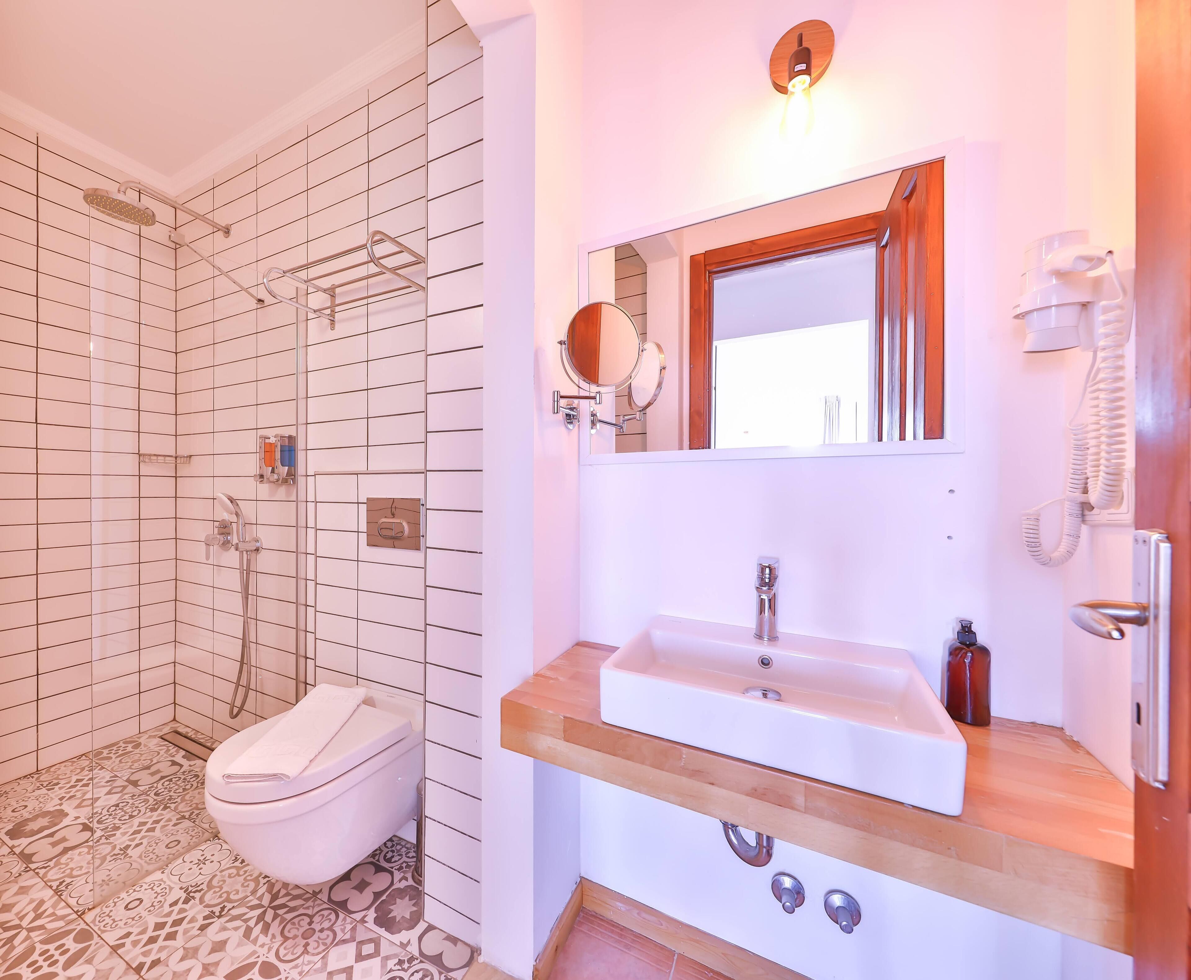 triple room | bathroom | shower, hair dryer, towels, soap