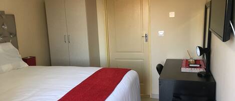 Individually decorated, individually furnished, desk, laptop workspace