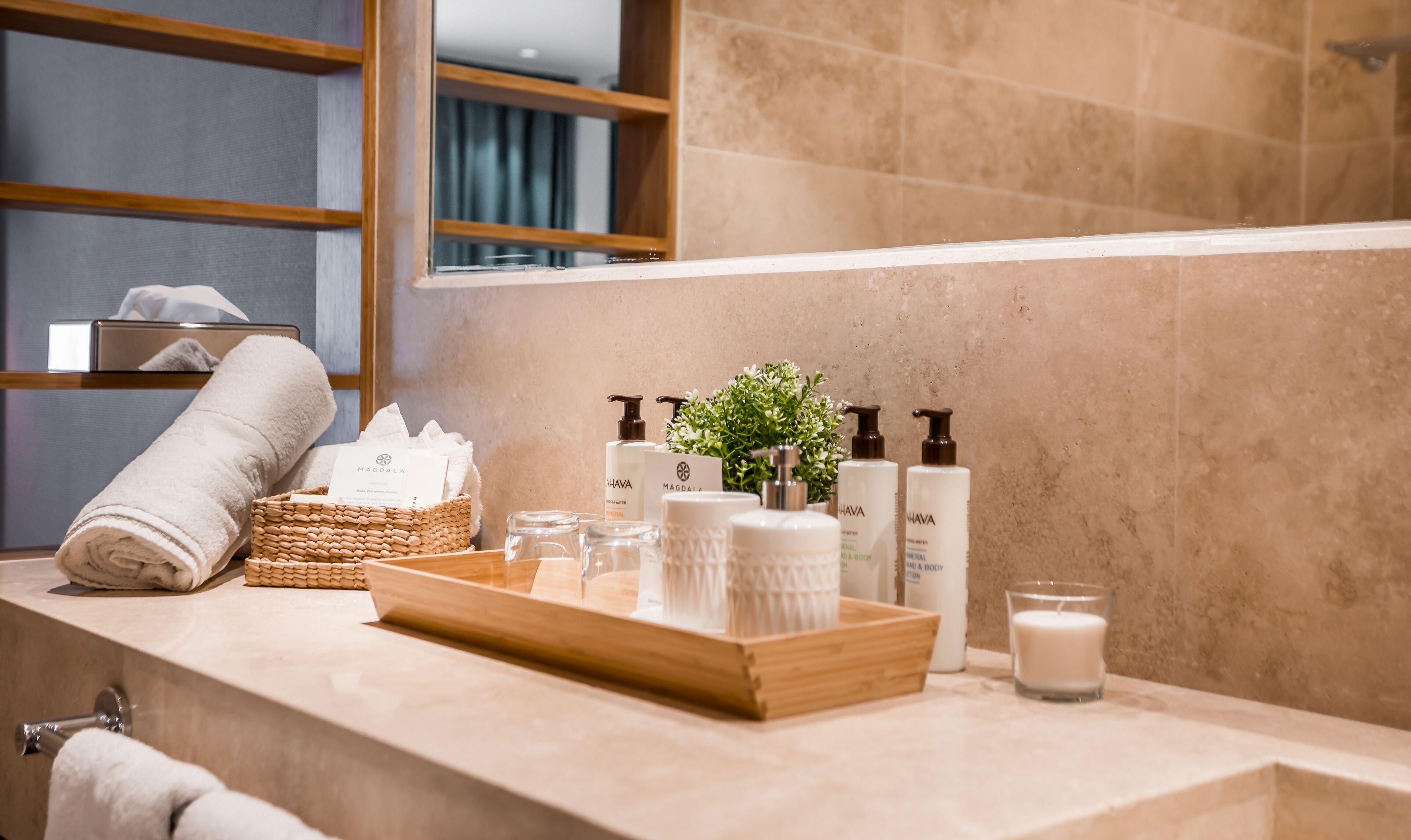 free toiletries, hair dryer, towels