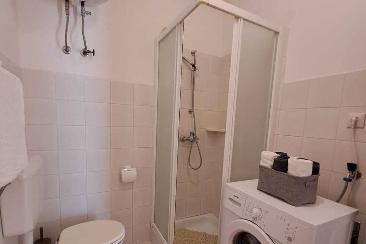 Appartement familial (1) | Salle de bain | Douche, serviettes fournies, savon, papier de toilette