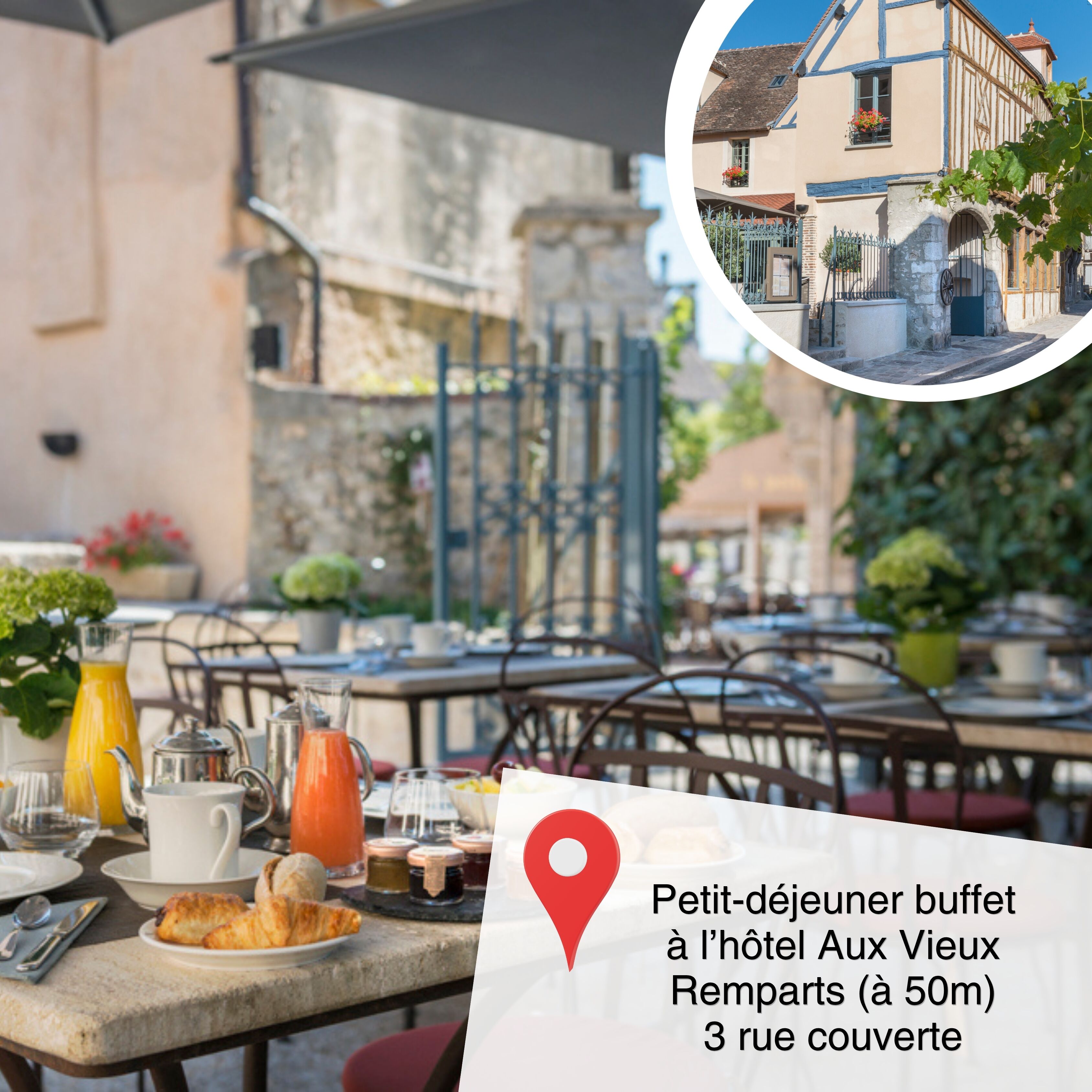 Petit déjeuner buffet servi tous les jours en supplément