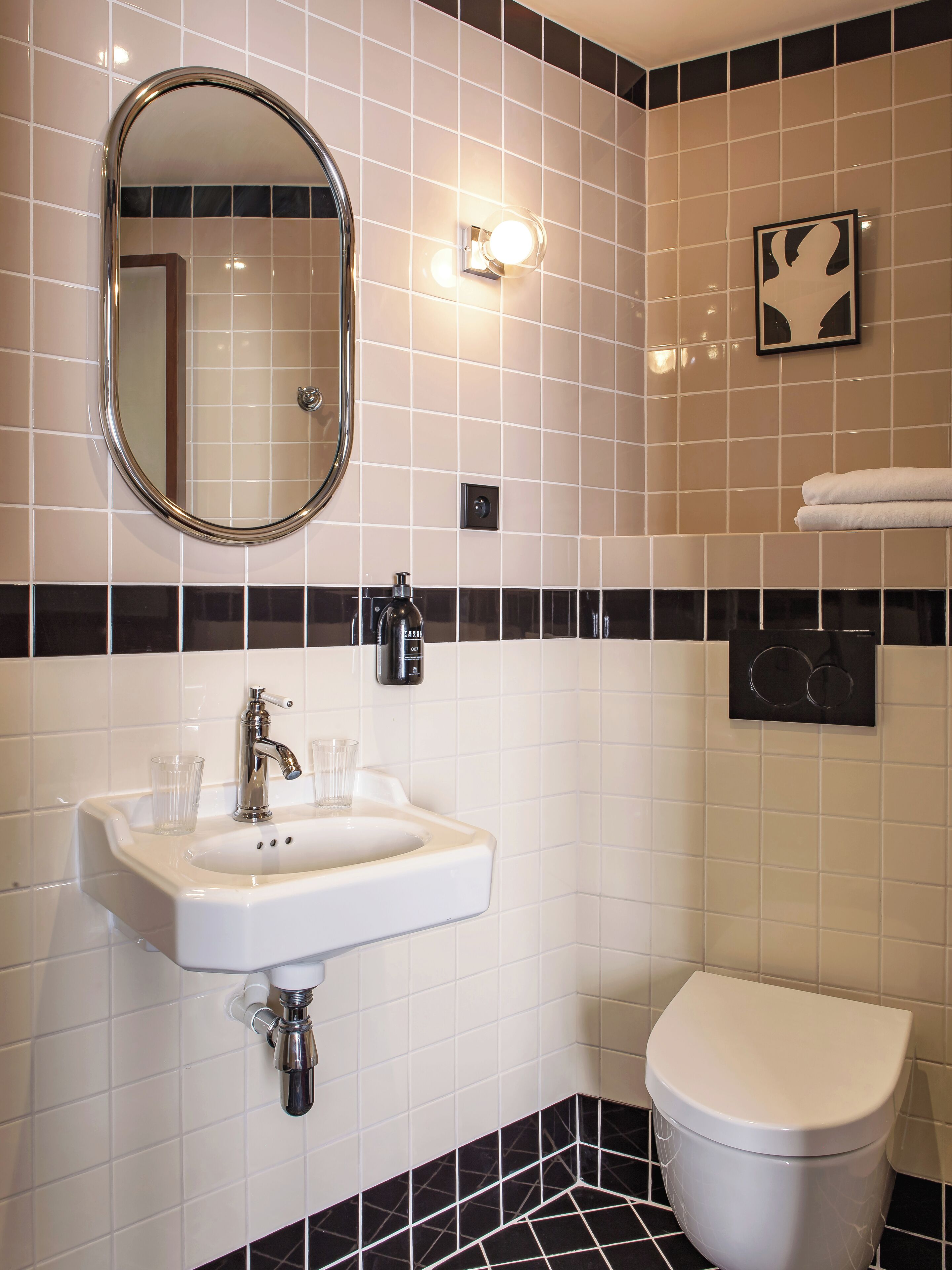 shower, rainfall showerhead, hair dryer, towels