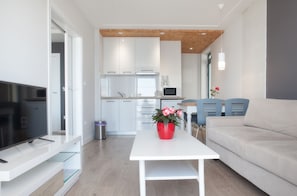Comfort Apartment, 1 Bedroom, Sea View | Private kitchen | Fridge, microwave, oven, stovetop - Apartment Juric (Brela)
