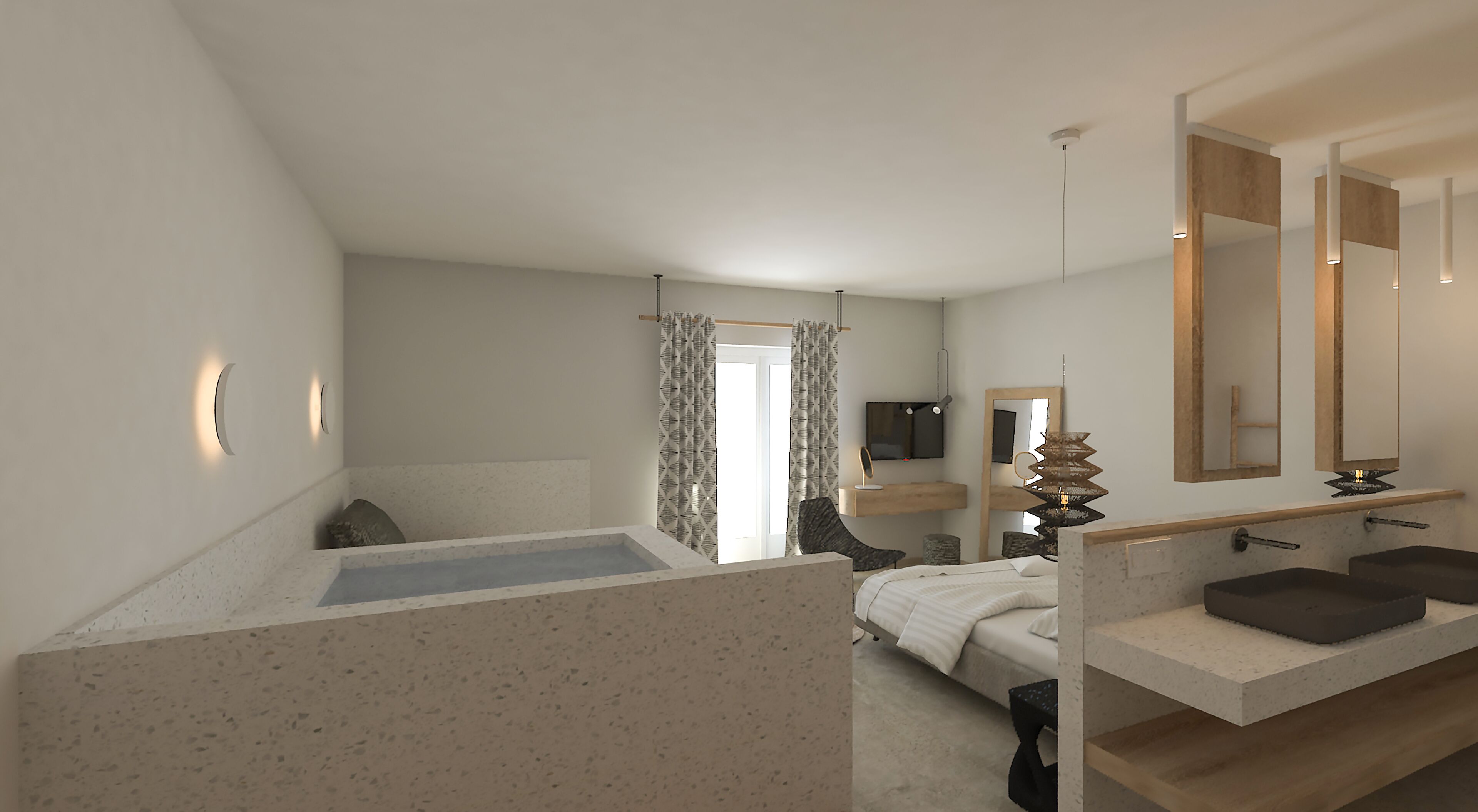 superior double room, jetted tub, sea view | in-room safe, individually decorated, individually furnished, desk