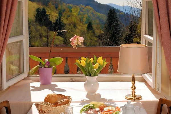 Lunsj og middag serveres, regionale retter, uteservering