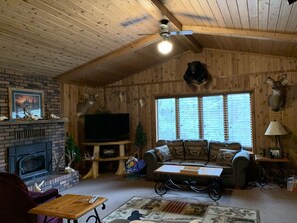 Fernseher, Kamin, DVD-Player