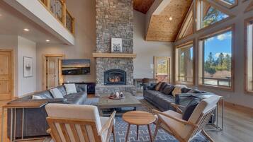 TV, fireplace, video games, stereo